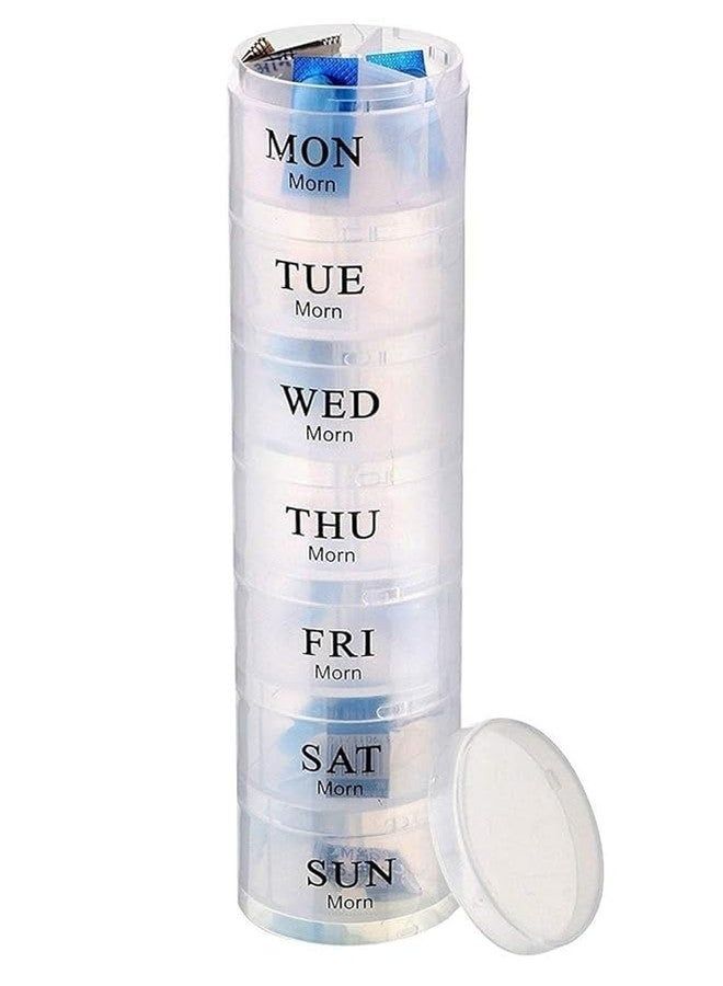 CLICKSWIFT منظم أقراص محمول من CLICKSWIFT، مزود بـ 7 علب فردية و3 أو 4 أقسام يومية، مناسب للسفر، مقاوم للماء، علبة أقراص شفافة، قطعة واحدة - Image 1